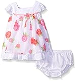 Sweet Heartローズベビー女の子Flutter Sleeve Crochet Laceドレスwith Floral Chiffon Overlay US サイズ: 18 Months