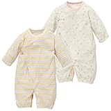 西松屋 EFD 2枚組長袖コンビドレス（カラフル三角＆ボーダー）【新生児50-60cm】 新生児 ピンク