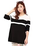 (ポルトプエルト) Porto Puerto Uネック 長袖 ゆったり 綿混 バイカラー トップス 妊婦 マタニティマタニティ [海外直送品] (XL, ブラック)