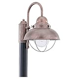 Sea Gull Lighting 8269-44 Outdoor Post Mount with Clear Seeded?Glass Shades, Weathered Copper Finish