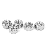 uxcell 六角スロットナット　304 ステンレス鋼製シルバートーン　M10 x 1.5mm 5個入り