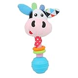 Edtoy CartoonピンクCow Baby Soft Plush Hand Rattleおもちゃ
