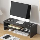 モニター台 卓上 モニタースタンド 二段式 人間工学デザイン ディスプレイ 台 PC台 モニタースタンド デスク整理 キーボード収納 スマホ収納 二段式PC台卓上 パソコンスタンド 50ⅹ20ｘ13mm 耐荷重15kg 机上台 オフィスデスク用 モニター/ノートパソコン/プリンターに適用 （黒い）