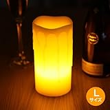 LEDキャンドル リモコン付き 本物のロウ(蝋)使用 蝋が溶けて流れている造形でリアル感抜群！ 自動消灯タイマー、明るさ2段階調整、照明モード付き