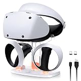 NexiGo コントローラー充電ステーション PSVR2 用、LEDライト付きデュアル急速充電器ドック [オン/オフ]、ヘッドセット ディスプレイ スタンドとコントローラー マウント、USB - Type-Cケーブル、ホワイト