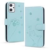 Mldjomid 用の OPPO Reno7 A/ Reno9 A ケース 手帳型 オッポレノ9a スマホケース OPG04 A201OP CPH2353 用 携帯カバー 財布型 6.4インチ対応 OPPO Reno7A/Reno9A ケース手帳型 case 幸せな子猫 おっぽれの7a 携帯ケース PUレザー 人気 上質 かわいい 猫の足模様 カード収納 スタンド機能 耐衝撃 (ブルー)