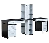 学習デスク twin desk（ツインデスク） (B:引出し金属製スライドレール, ブラウン／ホワイト)