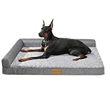 Patas Lague 犬 ベッド 冬 ペット Lデザイン 柔らか 犬用ベッド 暖かい ペットベッド 中型犬 大型犬 猫 クッション 枕付き 防水 洗える 取り外せるカバー 滑り止め 通気性 高反発 107cm*71cm ブラウン