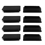 uxcell チューブインサート プラスチック製 長方形 60 x 100mm リブ付き チューブインサート パイプ チューブ エンド カバー キャップ 家具 滑走 フロアプロテクター ブラック 8個入り