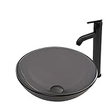 VIGO Sheer Black Frost Glass Vessel Bathroom Sink and Seville Vessel Faucet with Pop Up, Matte Black
