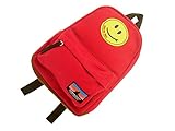 イエローフェイス(YellowFace) キッズ リュック キャンパス生地 スマイルアップリケ付き レッド ( 1歳 2歳 3歳位 ) コットン 100% 【ラッピング無料】