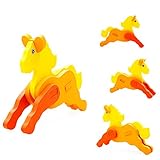POTOJP 木製パズル 小さな立体パズ 立体の木製組立キット　 小馬 (19種類動物展開)　 Mini 3D Puzzle Kids Educational Funny Toy　積み木　木のおもちゃ