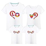 （JUTAOPIN）親子 お揃い tシャツ 親子ペアルック 親子 ペアルック tシャツ 親子ペア パパ 半袖 夏 Ｔシャツ 綿 ペアルック カップル お揃い 服 親子ペアルック服 love 心 白 ｔ