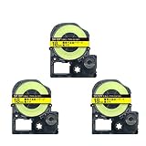 キングジム用 テプラ PRO 互換 テープカートリッジ SK18Y 18mm 蛍光ラベル 強粘着 3個セット 蛍光イエローテープ 黒文字