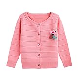 Kid girlボタンダウンカーディガン幼児ベビーガールズコットンニットセーター3 – 12t カラー: ピンク