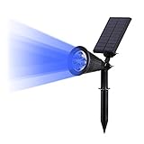 T-SUN LEDソーラーライト 4LED スポットライト ガーデンライト ブルー 青色 省エネ 屋外用充電式 防水加工 FCC認証取得 庭 ガーデン 車道 階段 プール