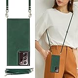 Galaxy Note20 Ultra 5G スマホ ケース 肩掛け 首かけ 斜めがけ ショルダー ケース 縄掛け Galaxy Note20 Ultra スマホ 手帳型 ケース Galaxy Note20 Ultra 5G ケース 手帳型 Galaxy Note20 Ultra case【RFID機能】財布 ケース 上質PUレザー【マグネットダブルデザイン】Galaxy Note20 Ultra 5G スマホ携帯ケース ケース 付きの専属ストラップ同梱なので 強磁性 ファスナースタイル Galaxy Note20 Ultra 財布型 カバー おしゃれ 耐汚れ カード収納 磁気閉鎖 内蔵マグネット 衝撃吸収 取り外し可能 ICカードホルダー レンズ保護 - ダークグリーン