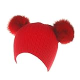 mioim キツネ毛 毛玉 キャンディ色 ニット 毛糸 選べる11色 キッズ ニット帽 可愛いボンボン付キ ニットキャップ 子供 女の子 男の子 防寒 春 秋