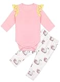 chicnchicベビーガールズ長袖badysuitスワンプリントパンツセットかわいいTwo Piece Clothesセット( 12 - M - 3t） US サイズ: 3T カラー: ピンク