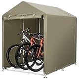 ガービー(Garvee) サイクルハウス ガレージ 頑丈 420D 防水 2台用 サイクルポート 自転車テント 収納 梅雨対策 三角屋根 カーキ色
