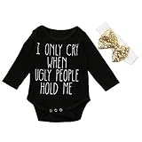 (プタス)Putars ベビー服 子供服 ロンパース 男の子 女の子 長袖 I ONLY CRY WHEN UGLY PEOPLE HOLD ME 可愛い 秋 冬 新生児 歩行服 出産お祝い 記念日 