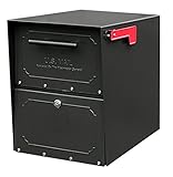 Architectural Mailboxes 6200B-10 Oasis Jr. Locking Post Mount Mailbox, Black Architectural Mailboxes