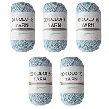 すみれcraftショップ 「30 COLORS YARN」 コットン アクリル 毛糸 一玉約50g 120m 単色5玉セット 編み物 (24.ペールブルー)