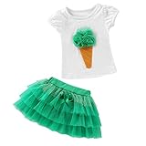 (プタス)Putars ベビー服 子供服 上下セット Tシャツ チュールスカート 女の子 アイスクリーム柄 四色 可愛い パーティー 記念日 プレゼント 12ヶ月-6歳
