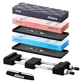 Akizora 砥石 高級包丁研ぎ石 新製法 180 1000 6000 粒度正確 砥石セット 不吸水 水に浸す必要なし 210*70*20MM 大きいサイズ 荒/中/仕上砥石 面直し付き 角度固定ホルダー付き 強力滑り止めゴム付き ステンレス製万能スタンド付き 家庭用 包丁 仕上げに最適