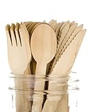 Woodblūm's 200pc Biodegradable Disposable Wooden Cutlery Set [並行輸入品]