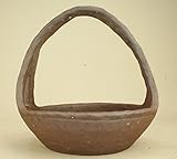 いよじ園 （盆栽鉢） 越前文山作 手びねり 焼締 取手付 丸鉢（中品サイズ）（いよじ園 伊予路園）