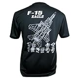 自衛隊グッズ Tシャツ Ｆ-15 EAGLE 黒色 半袖 ドライメッシュ 自衛隊Tシャツ 航空自衛隊 (XL(LL)サイズ)