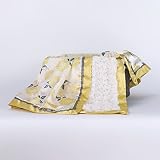 TN 1 Pieceベビー女の子イエローホワイトフラワーCrib Blanket、新生児グレーペイズリーNursery寝具、フローラル印刷ガーデンソフトかわいい愛らしいRuffle Borderシェル