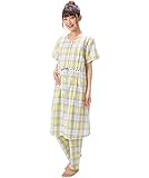 82101 Nishiki(ニシキ) マタニティ 半袖 上下セット 前開き ウエスト調整機能付きパンツ ボタン式授乳口 チュニック丈 妊婦 授乳 産前 産後 春 夏 秋 パジャマ ルームウェア 寝間着