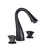 Beelee Three Holes Two Handles Gooseneck Widespread Bathroom Sink Faucet, Oil Rubbed Bronze [並行輸入品]