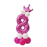 ebtoysホイルバルーン番号バルーンヘリウムMylar Balloons forベビーシャワーパーティーキッズ誕生日装飾 – 数8 (ピンク