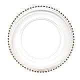 Homeford Clear Glass Charger Plate Beaded Edge, Gold, 30cm