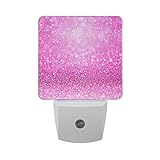 naanleのセット2 SparklingピンクGlitterガーリー紙吹雪ガールプリンセステーマデザイン自動センサーLED Dusk to Dawnナイトライトプラグinインドアfor Adults
