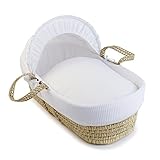 Clair de Lune Waffle Palm Wicker Moses Basket (White) by Clair de Lune