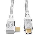 usb c ケーブル 1m l字 90度直角 ホワイト Thunderbolt4/USB4 240W PD急速充電 40Gbps高速データ移行ケーブル 8K@60Hz映像出力 Type-C to Type-C 高耐久 ドック・eGPU・ハブ対応 タイプc
