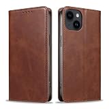 QUEASON【iPhone 14 用 ケース 手帳型】マグネット式 いphone14 用 ケース スタンド機能 あいふぉん14 用 スマホケース カード収納 アイフォン14 用 スマホケース 耐衝撃 落下防止 防塵（ブラウン）