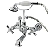 Kingston Brass CC558T1 Vintage Leg Tub Filler with Hand Shower and Straight Arm, Metal Cross Handle,