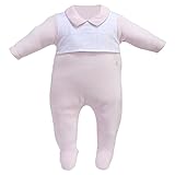 Cream Bebe Velour Bib Style Baby Footed Romper, One-piece Footie (0-3 Months, Pink) by Cream Bebe