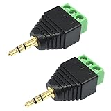 3極端子台 3.5mmステレオミニプラグ変換アダプタ ジャックプラグ アダプター 3ピン端子台アダプタ ヘッドホン スピーカー オーディオコネクタ 裸線対応 ハンダ付けなし（2個セット）