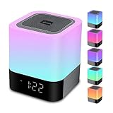 Bluetooth スピーカー ナイトライト、ワイヤレススピーカー大音量 目覚まし時計+調光機 間接照明LED