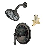 Aqueous KS-3050BB Shower Kit with Trim, Sunflower Showerhead, and Rough-in Valve, Brushed Bronze [並行