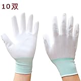 ナイロン手袋 ポリエステル手袋 パーム手袋 トップフィット手袋 検査・組立用手袋 強力すべり止め 作業用 (ホワイト＆グリーン 10ペア)