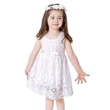 Aikobaby ドレス 幼児 女の子用 レース 花柄 プリンセスガウン リボンベルト付き ノースリーブ 結婚式パーティー向け 24-30 Months ホワイト 4327907164