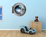 24 "ポートScapeインスタントSpace Ship Window View星雲& Stars # 1シルバー舷窓壁デカールステッカーグラフィック壁画ホーム子供ゲームルームアート装飾新しい