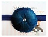 3 Feather Flower Rhinestone baby PoshNPretty headband - Teal by PoshNPretty